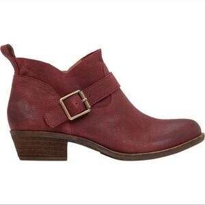 Lucky Brand Western Wine Leather Boomer Bootie Buckle 9.5